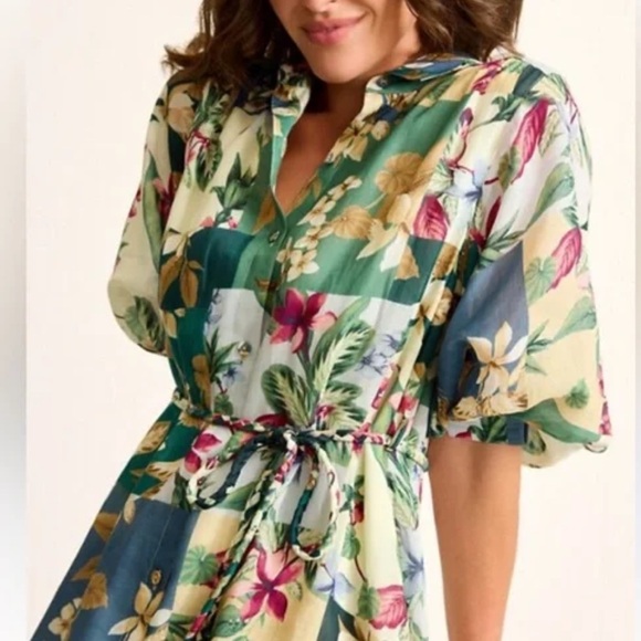 Tommy Bahama Womens Hightide Flora Midi Belted Button Front Shirt Dress NWT $218 - Picture 16 of 16